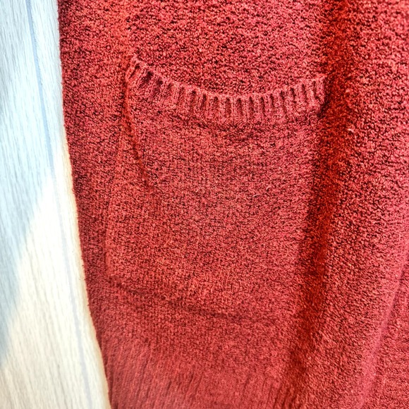 Women's Burnt Red Ruby Moon Fuzzy Extra Long Cardigan Size M - Picture 4 of 7